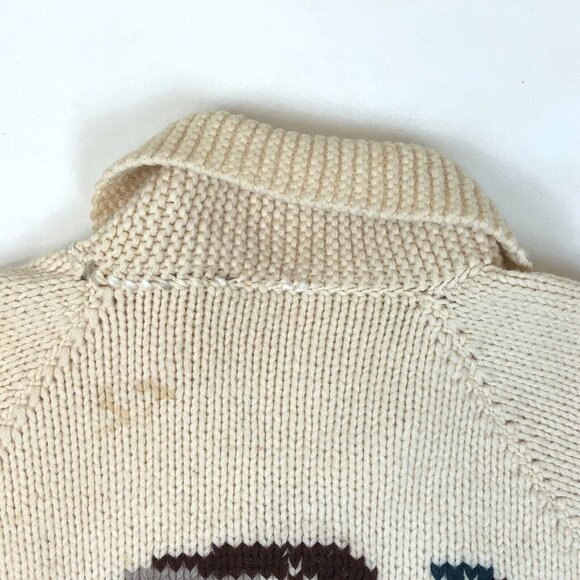 Vintage Cowichan Knitted Zip Sweater Hunter Dog Hunting Pheasant Talon Zipper - Picture 10 of 11